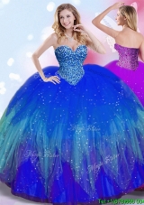 Gorgeous Beaded Bodice Big Puffy Quinceanera Dress in Royal Blue