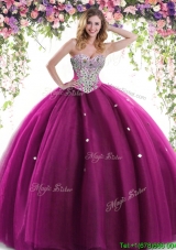 New Arrivals Fuchsia Tulle Sweet 16 Dress with Beading