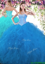 Fashionable Tulle Sweet 16 Dress with Beading and Ruffles