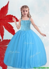 Pretty Straps Baby Blue Little Girl Pageant Dress with Beading