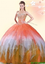Best Selling Rainbow Tulle Sweet 16 Dress with Beading