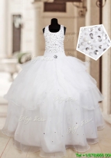 Perfect Halter Top Beaded and Ruffled Layers Flower Girl Dress in Organza