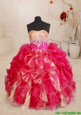 Cute Two Tone Organza Flower Girl Dress with Beading and Ruffles