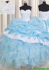 New Arrivals Laced Bubble Organza Light Blue Quinceanera Dress with Ruffles