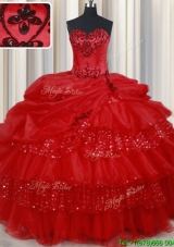 Luxurious Bubble and Sequined Quinceanera Dress with Embroidery and Ruffled Layers