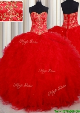 Luxurious Ball Gown Tulle Red Quinceanera Dress with Beading and Ruffles
