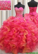 Elegant Beaded and Ruffled Sweetheart Two Tone Quinceanera Dress in Organza