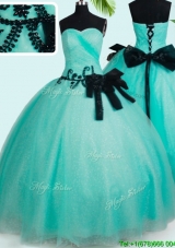 Top Seller Big Puffy Turquoise Quinceanera Dress with Bowknot and Beading