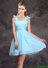 Affordable Straps Empire Bridesmaid Dress with Ruching and Bowknot