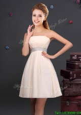 Modest Empire Strapless Ruched and Sequined Chiffon Bridesmaid Dress