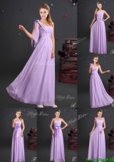 Top Seller Empire Chiffon Long Bridesmaid Dress with Ruching