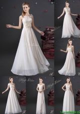 Latest Laced White Chiffon Bridesmaid Dress in Floor Length