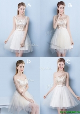 Latest A Line Sequined and Bowknot Prom Dress in Champagne