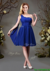 Unique Beaded Top One Shoulder Prom Dress in Royal Blue