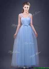 Top Seller See Through V Neck Prom Dress with Bowknot