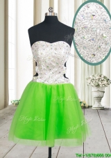 Lovely Cut Out Waist Beaded and Sequined Zipper Up Prom Dress in Spring Green
