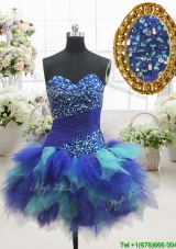 Most Popular Two Tone Sweetheart Short Prom Dress with Beading and Ruffles