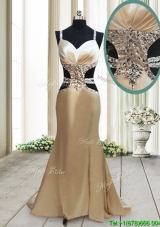 Gorgeous Cut Out Waist Mermaid Straps Criss Cross Prom Dress in Elastic Woven Satin