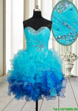 Best Beaded and Ruffled Organza Short Prom Dress in Gradient Color