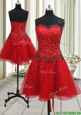 New Style A Line Sweetheart Red Short Prom Dress with Beading