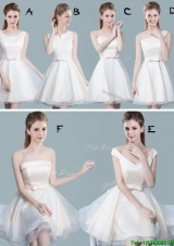 2017 Classical Bowknot Tulle Short Bridesmaid Dress in Off White