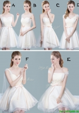 Elegant Empire Champagne Prom Dress with Bowknot and Ruching