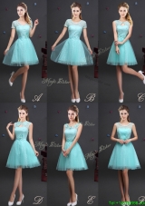 Beautiful Laced Aquamarine Prom Dress with Appliques and Belt