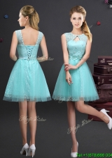 New Arrivals Laced and Applique Prom Dress in Aqua Blue