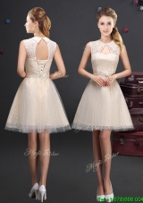 Discount Turndown Short Prom Dress with Appliques and Lace