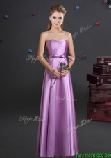 Classical Elastic Woven Satin Bowknot Prom Dress in Lilac