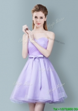 2017 Modern Empire Sweetheart Bowknot Lavender Dama Dress in Tulle