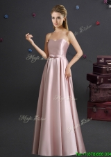 2017 Lovely Empire Sweetheart Bowknot Pink Long Dama Dress