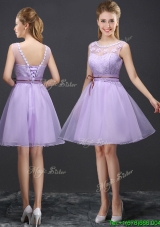 Luxurious See Through Laced and Belted Prom Dress with Appliques