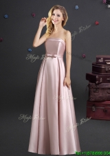Luxurious Empire Strapless Floor Length Prom Dress with Bowknot