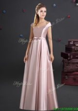 Beautiful Off the Shoulder Bowknot Long Bridesmaid Dress in Pink