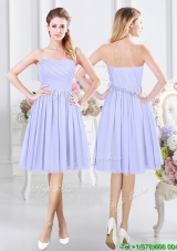 Fashionable Strapless Side Zipper Lavender Dama Dress with Ruching