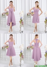 Exquisite Zipper Up Chiffon Lavender Dama Dress for Party