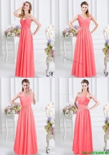 Best Selling Floor Length Zipper Up Dama Dress in Watermelon Red
