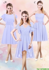 Best Selling Ruched Lavender Short Bridesmaid Dress in Chiffon