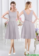 Modest Zipper Up See Through Scoop Bridesmaid Dress with Ruching