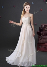 Beautiful Applique and Laced Sweetheart Long Bridesmaid Dress in Chiffon