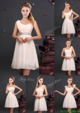 Discount Empire Chiffon Ruched Short Prom Dress in Champagne