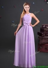 Simple Empire Halter Top Chiffon Long Prom Dress in Lavender
