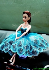 Elegant Teal Quinceanera Doll Dress in Tulle for Girls