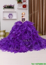 Pretty Feather Purple Quinceanera Doll Dress