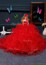 Best Selling 2017 Red Quinceanera Doll Dress in Organza