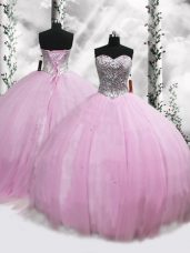 Luxurious Lilac Sweetheart Neckline Beading Quinceanera Dress Sleeveless Lace Up