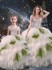Attractive Multi-color Quinceanera Dresses Military Ball and Sweet 16 and Quinceanera with Beading and Ruffled Layers Sweetheart Sleeveless Lace Up