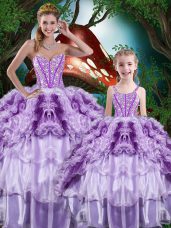 Great Multi-color Sweetheart Lace Up Beading and Ruffles and Ruffled Layers Quinceanera Dresses Sleeveless