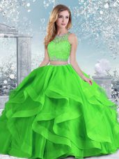 Trendy Sleeveless Clasp Handle Floor Length Beading and Ruffles 15 Quinceanera Dress